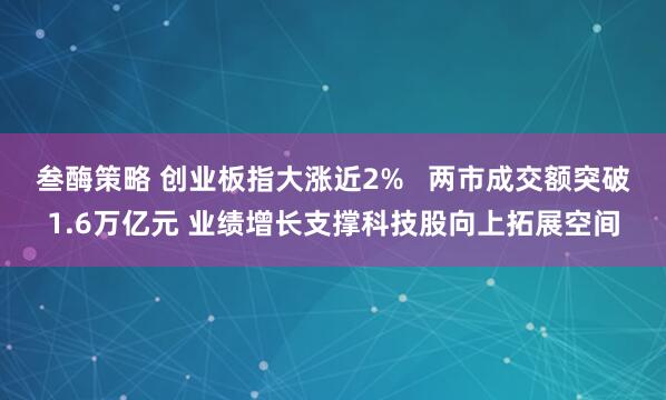 叁酶策略 创业板指大涨近2%   两市成交额突破1.6万亿元 业绩增长支撑科技股向上拓展空间